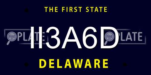 II3A6D Delaware License Plate