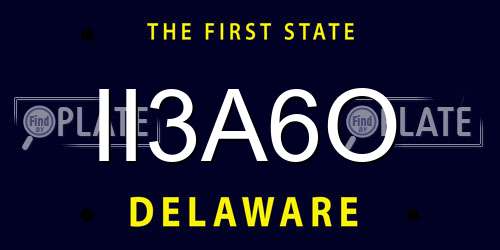 II3A6O Delaware License Plate