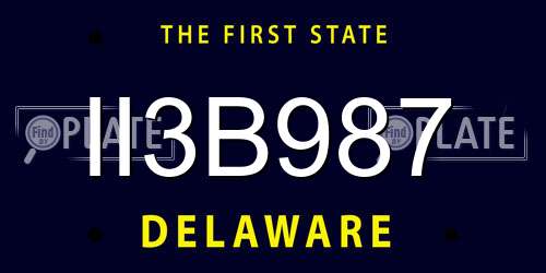 II3B987 Delaware License Plate