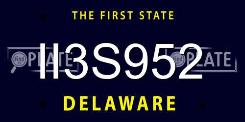 II3S952 Delaware License Plate