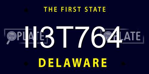 II3T764 Delaware License Plate