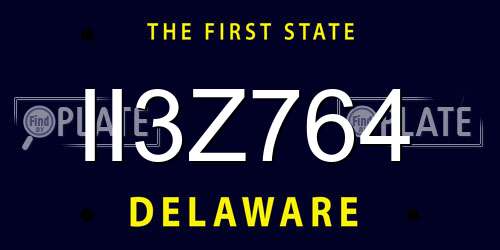 II3Z764 Delaware License Plate