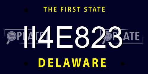 II4E823 Delaware License Plate