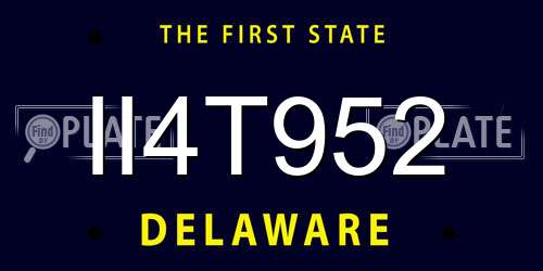 II4T952 Delaware License Plate