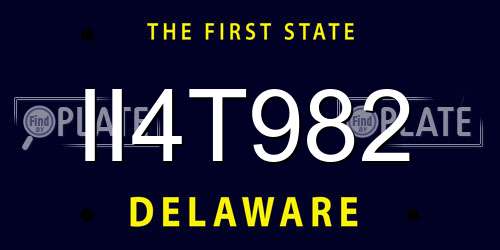 II4T982 Delaware License Plate