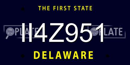 II4Z951 Delaware License Plate