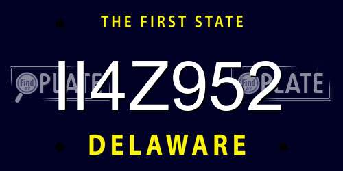 II4Z952 Delaware License Plate
