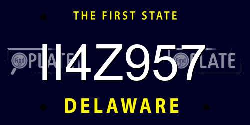 II4Z957 Delaware License Plate