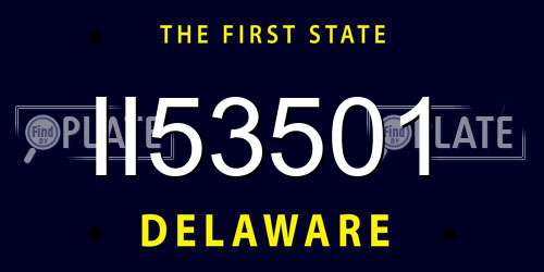 II53501 Delaware License Plate