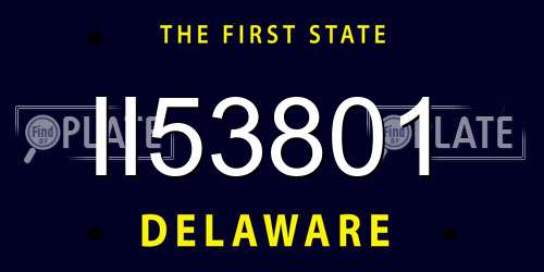 II53801 Delaware License Plate