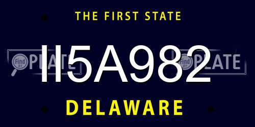 II5A982 Delaware License Plate