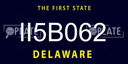 II5B062 Delaware License Plate
