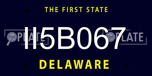 II5B067 Delaware License Plate