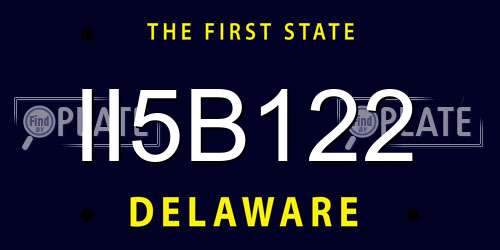 II5B122 Delaware License Plate