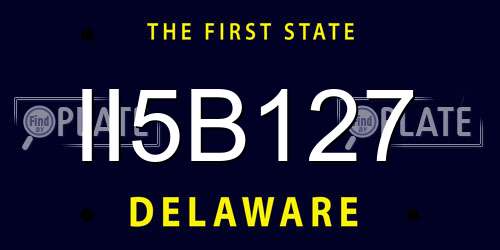 II5B127 Delaware License Plate