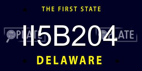 II5B204 Delaware License Plate