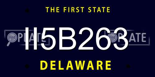 II5B263 Delaware License Plate