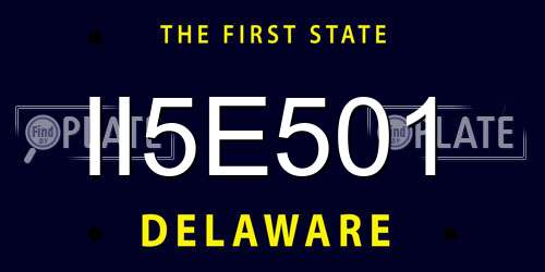 II5E501 Delaware License Plate