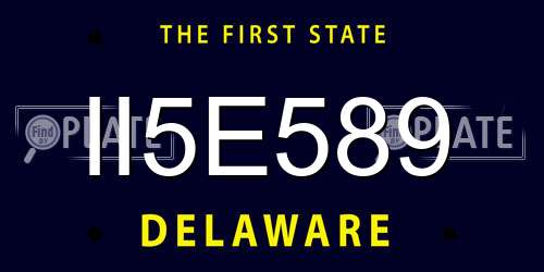 II5E589 Delaware License Plate