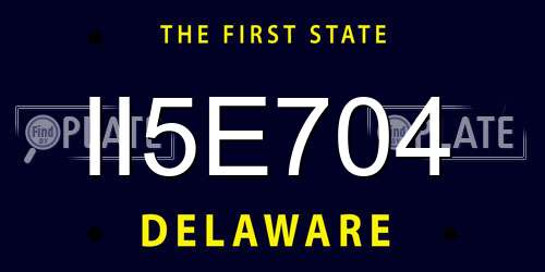 II5E704 Delaware License Plate