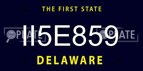 II5E859 Delaware License Plate