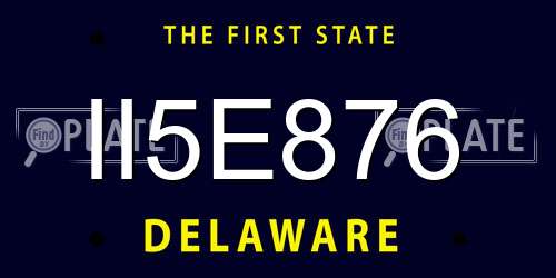II5E876 Delaware License Plate