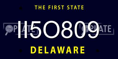 II5O809 Delaware License Plate