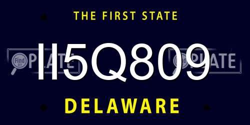 II5Q809 Delaware License Plate