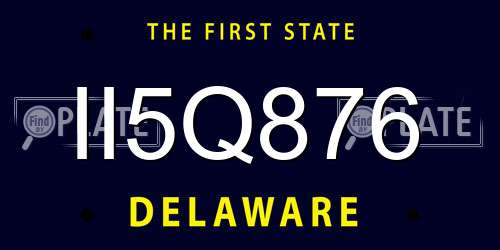 II5Q876 Delaware License Plate