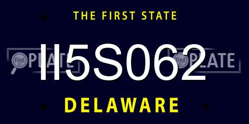 II5S062 Delaware License Plate