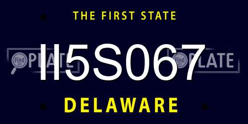 II5S067 Delaware License Plate