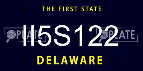 II5S122 Delaware License Plate