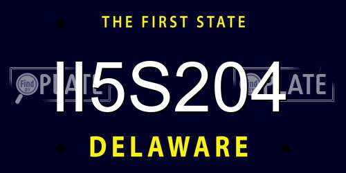 II5S204 Delaware License Plate