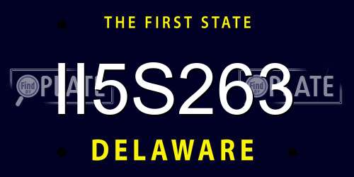 II5S263 Delaware License Plate