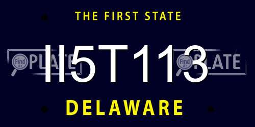 II5T113 Delaware License Plate