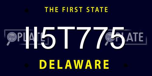 II5T775 Delaware License Plate