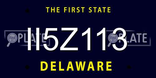 II5Z113 Delaware License Plate