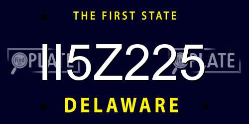 II5Z225 Delaware License Plate