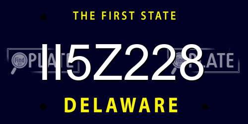 II5Z228 Delaware License Plate