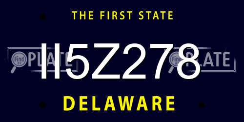 II5Z278 Delaware License Plate