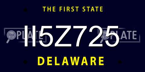 II5Z725 Delaware License Plate