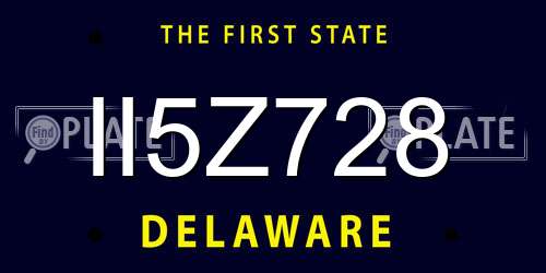 II5Z728 Delaware License Plate