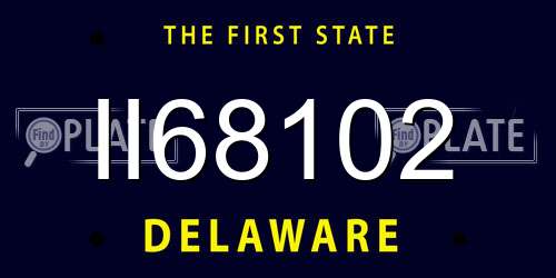II68102 Delaware License Plate