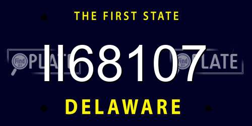II68107 Delaware License Plate