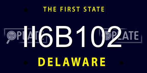 II6B102 Delaware License Plate