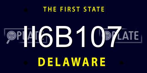 II6B107 Delaware License Plate