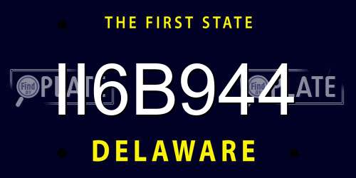 II6B944 Delaware License Plate