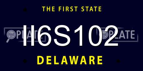 II6S102 Delaware License Plate