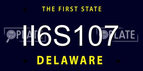 II6S107 Delaware License Plate