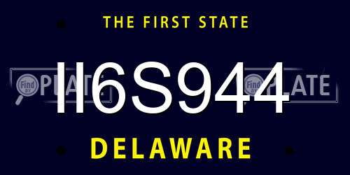 II6S944 Delaware License Plate